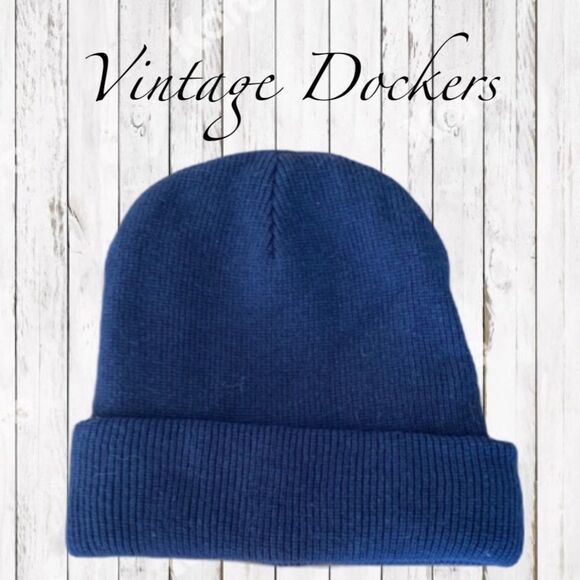 Vintage  Dockers Hat Thick Navy KnitDouble Layered  Stocking Cap Unisex Men’s - Picture 1 of 11